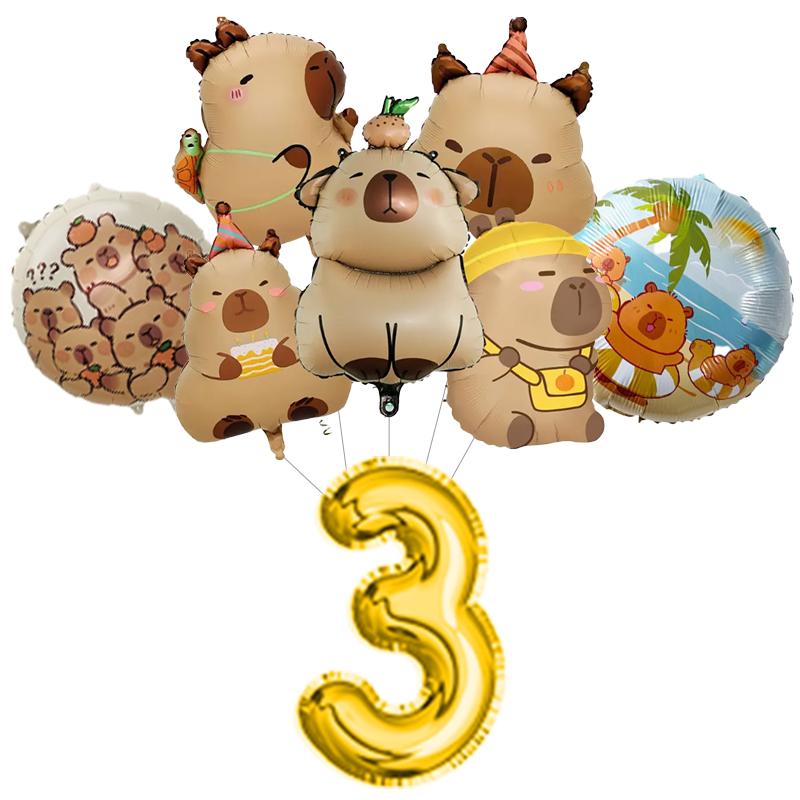 New Capybara Birthday Decoration Capybara Tableware Party Balloons Cups Plate Kit Banner Backdrop Cartoon Deco Supplies Set