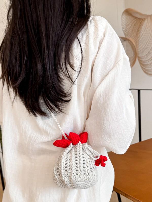 “2025 Women's Wool Knit Mini Bucket Bag - Autumn/Winter Crossbody Shoulder Bag”