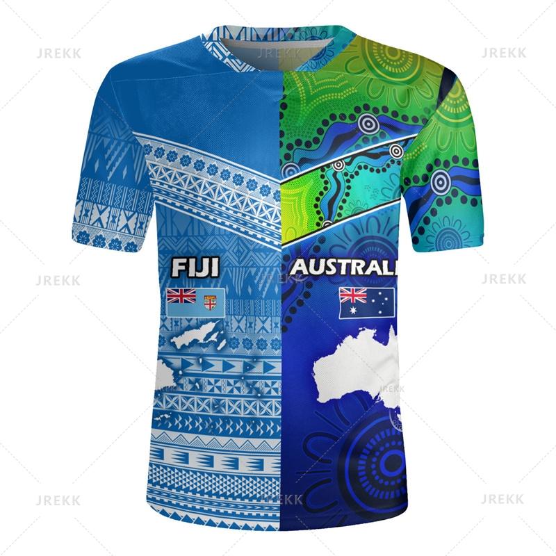 3D Printing The Republic-of Fiji Flag V Neck T Shirt Fiji Rugby-Jersey Emblem Graphic V neck T Shirts For Men Fashion Tee Shirts