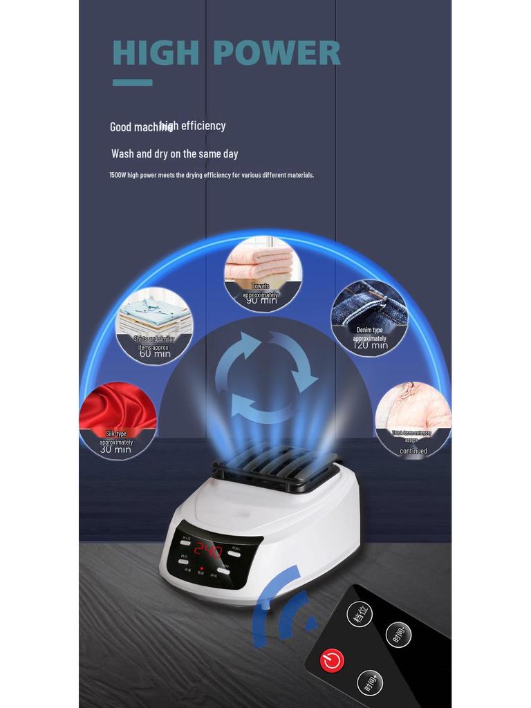 Foldable Remote-Controlled Clothes Dryer with Warm Air Blower for Home Use