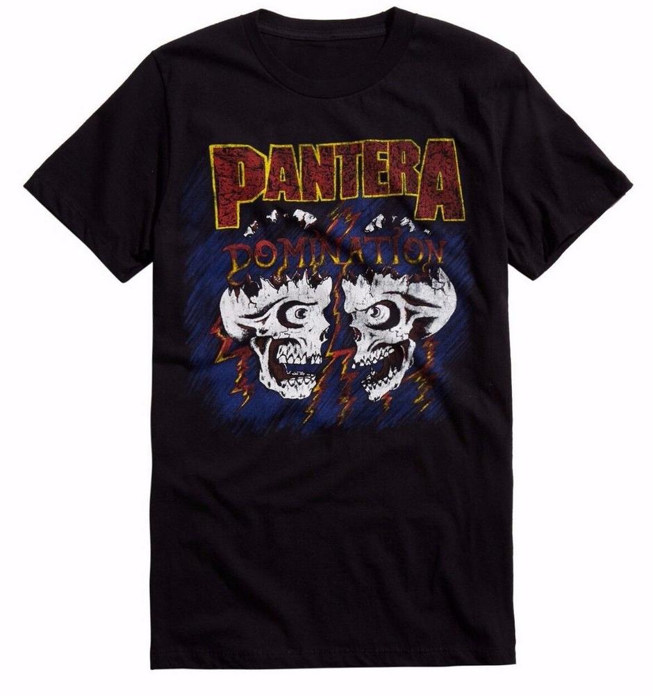 

Черная футболка Pantera Domination Skulls унисекс с рок-группой S