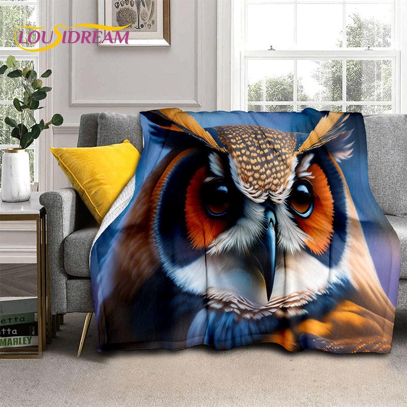 3D Cute Owl Eagle Birds Cartoon HD Soft Flannel Blankets,Throw Blanket Comfortable Blanket for Picnic Beds Home Bedroom Kid Gift