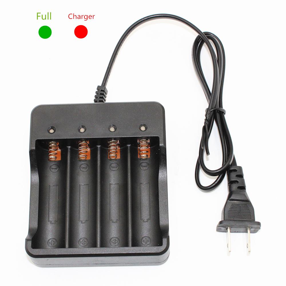 

4-Slot 18650 Lithium Battery Charger with Cable for Strong Light Flashlights, 4.2V, US/EU Plug 4-slot charger US plug