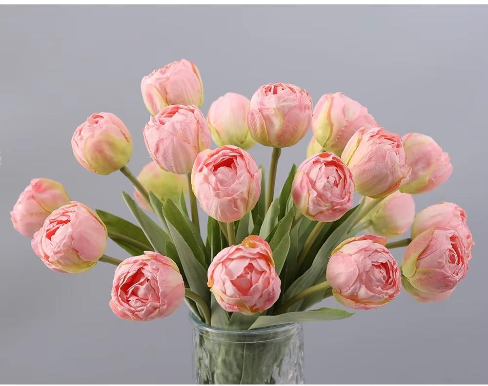 7 Heads High Quality Artificial Silk Cloth Tulip Flower Bundle For Wedding