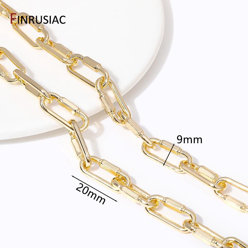 

20mm*9mm 14K Gold Plated Brass Cuban Chains For Jewelry Making, Necklace Bracelet Making Supplies DIY Jewelry Chain Accessories Length 1m