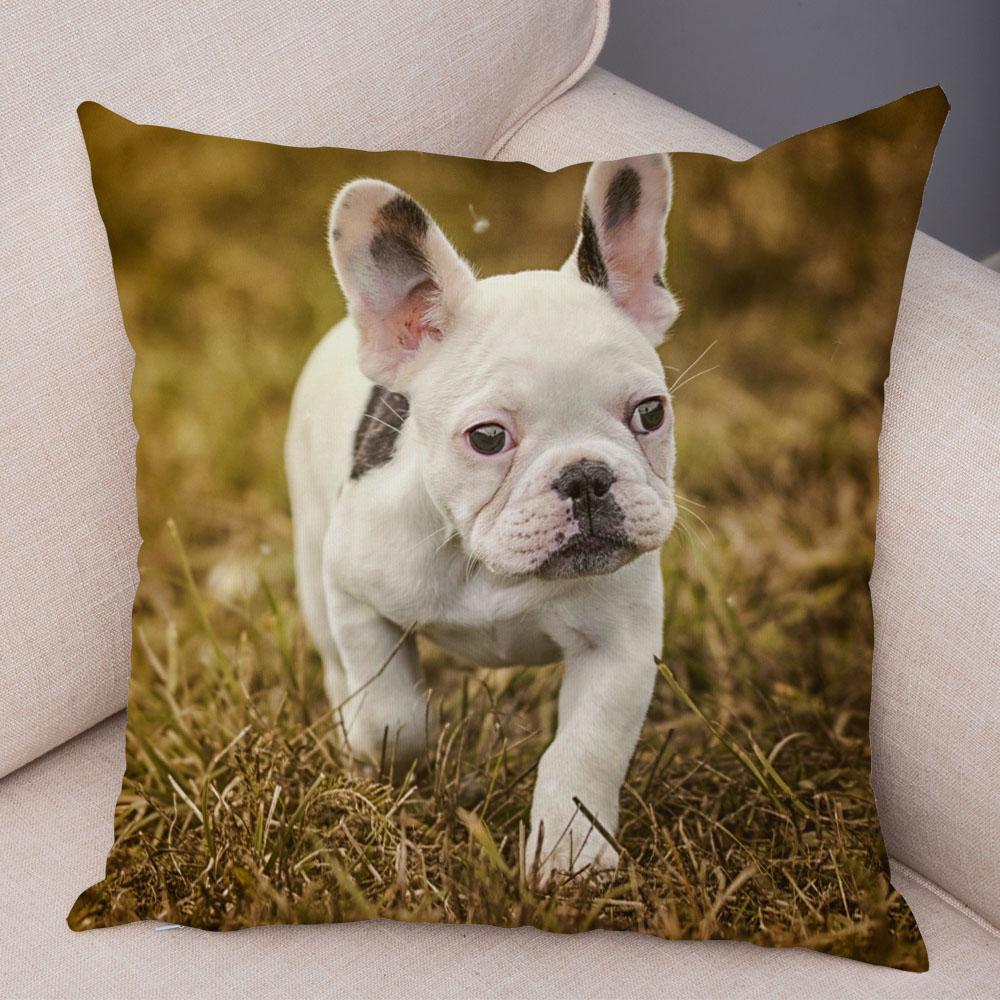 Cute Pet Mini French Bulldog Pillowcase Home Sofa Car Decoration Animal Dog Cushion Cover Printed