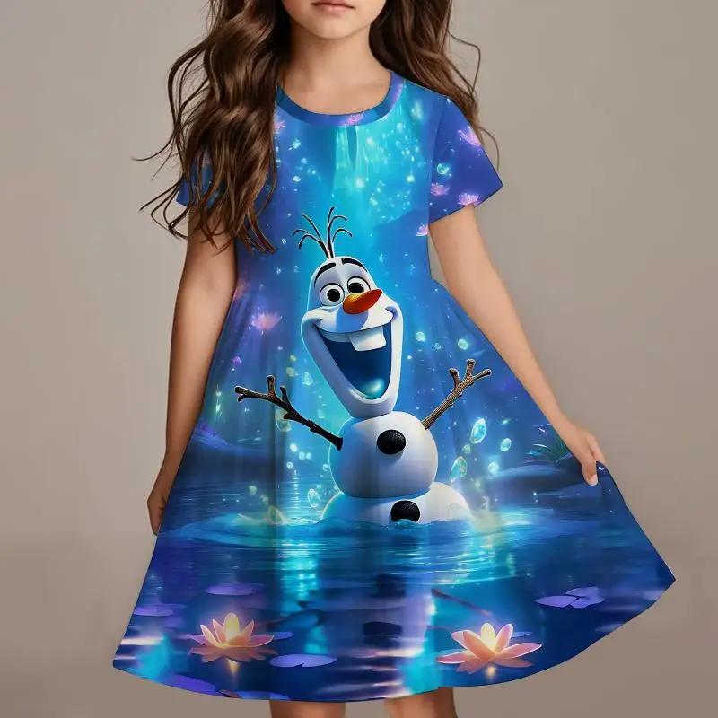 Disney Frozen Princess Elsa Girls Summer Dress Anime Kids Dresses Clothes Skirt Fashion Casual Outfit