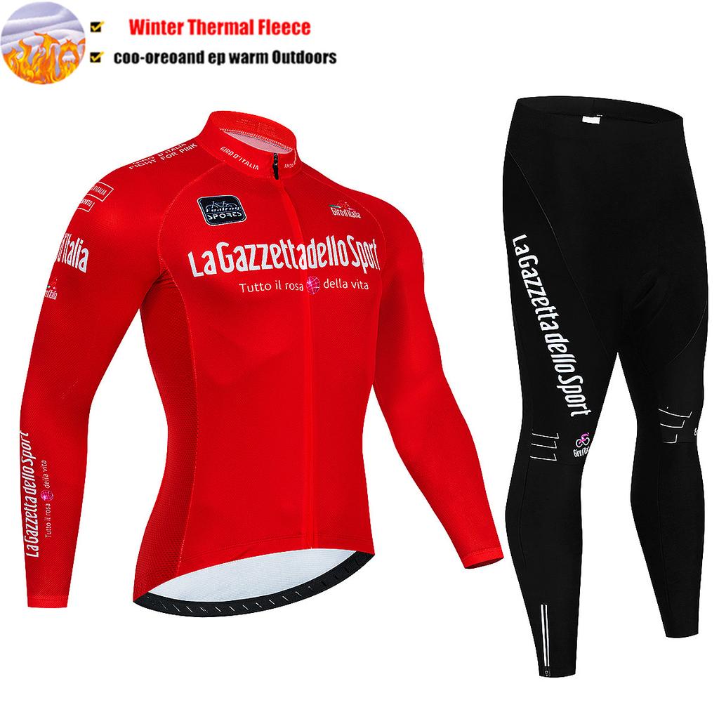 2025 Tour De Giro D'ITALIA Cycling Jersey Set Winter Thermal Fleece Long Sleeve Cycling Clothing MTB Bike Clothes Cycling Suit