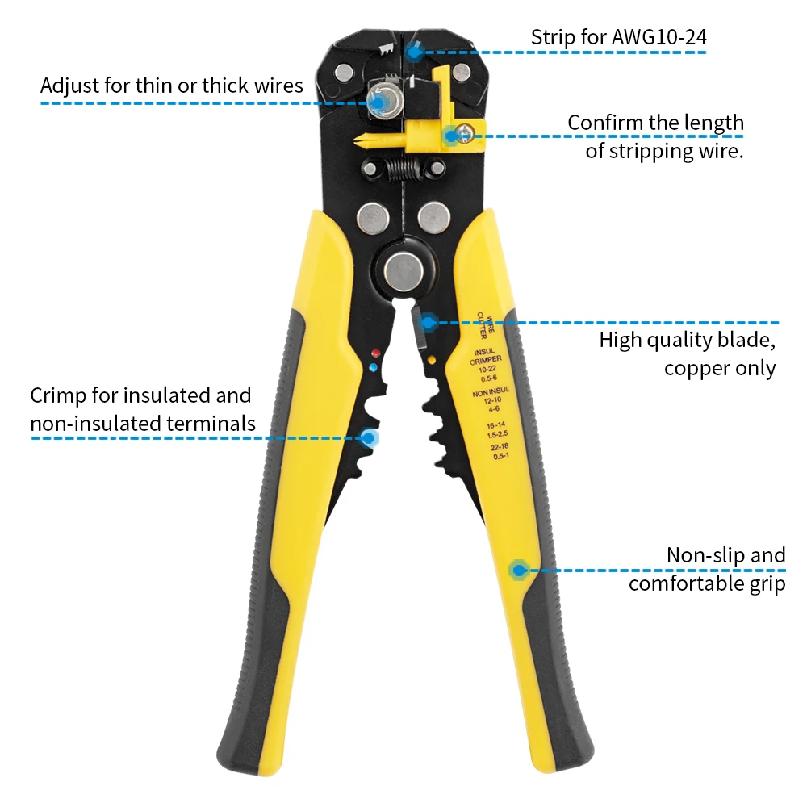 Crimper Kabelschneider, einstellbar, automatischer Abisolierer, multifunktionales Abisolieren, Crimpen, Terminal-Handwerkzeug