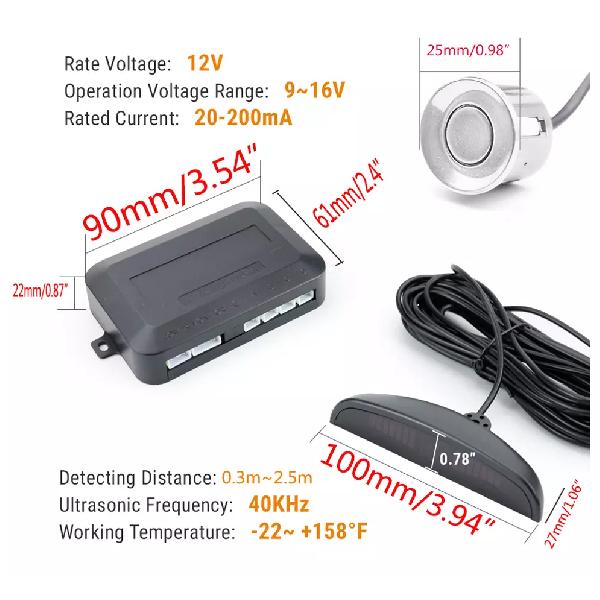 4 Parking Sensor Buzzer Reverse Backup Rear Radar Alarm System Kit Led Display