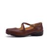 Johnature Genuine Leather Square Toe Mary Janes Shoes Retro Soft Sole Comfortable Buckle Women's Shoes