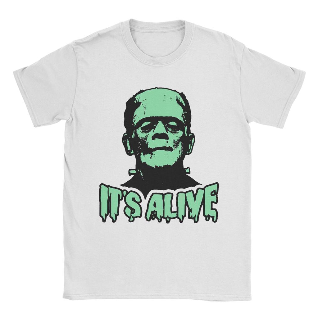 Novelty Frankenstein Monsters Horror Movie T-Shirt Men's Cotton Short Sleeve  Round Neck Summer Top Tee