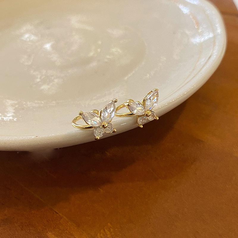 Manșete pentru urechi pentru femei fără perforare Fluture Zircon - Design de nișă de lux