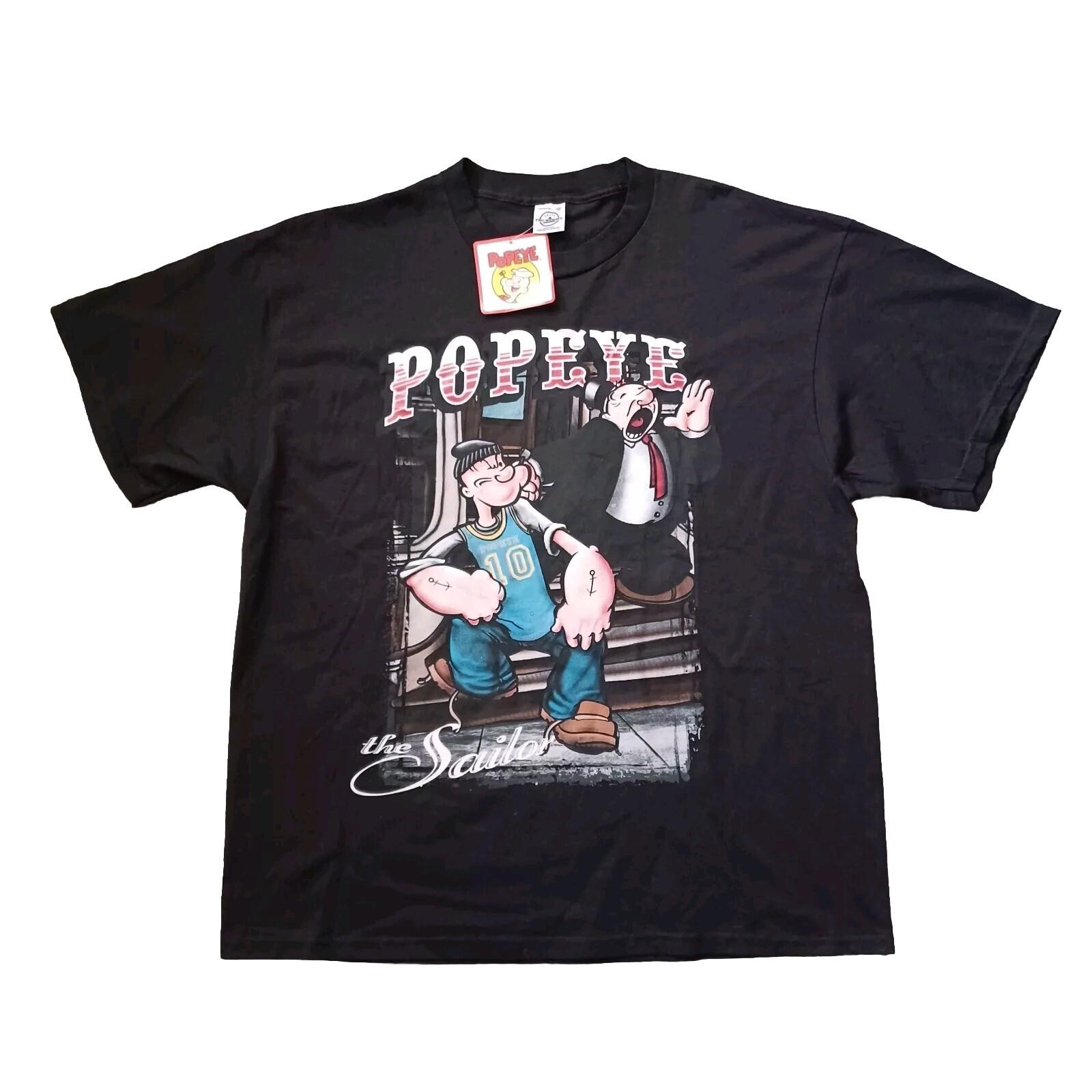 Vintage Popeye The Sailor T Shirt Mens Extra Large Black Graphic Y2K 2003 NWT Unisex T-Shirt XXL