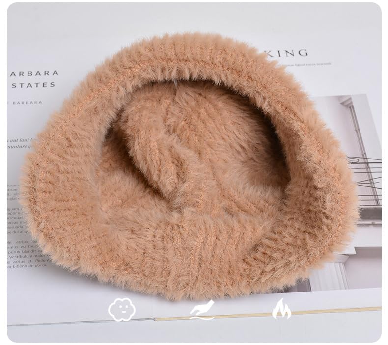 LeafIn Knit Hat with Boa Fleece and and Keeps Your Ears Warm and Warm for Size One Hat Women's Earmuffs, Lining, Pompom, Windproof, Warm, Slimming,