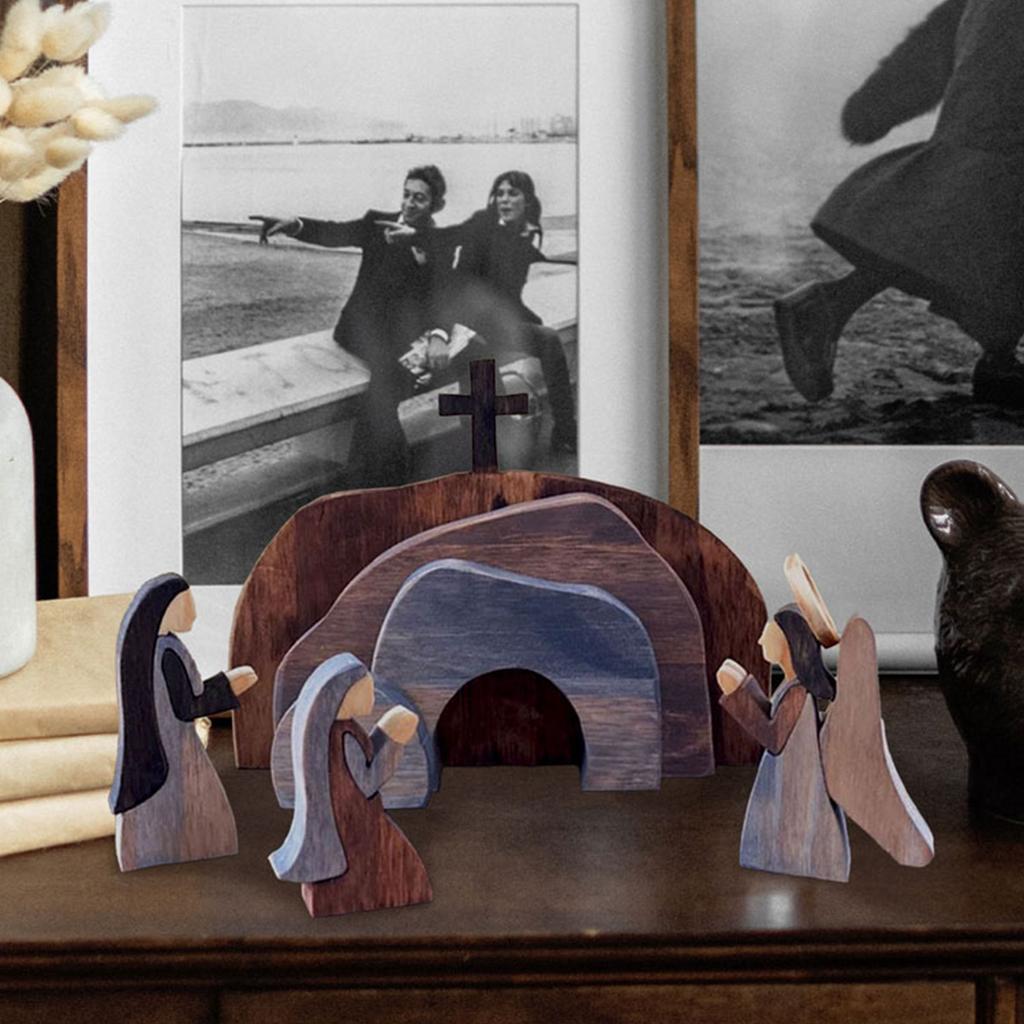 Easter Scene Wooden Decoration Wooden Jesus Nativity Christ Statue Decoration