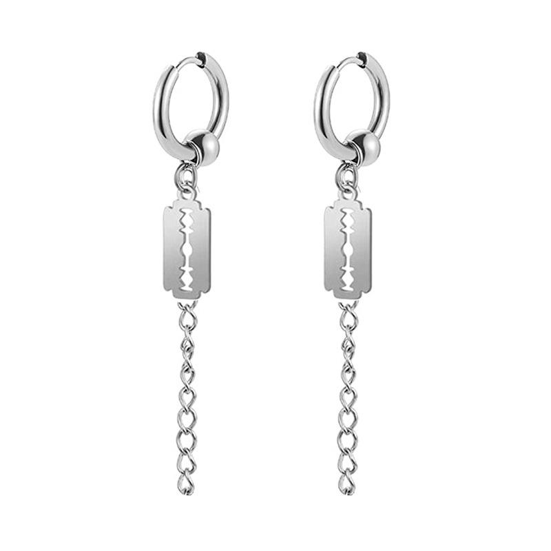 Black Series Titanium Steel Punk Style Earrings - Unisex, Korean Fashion, Unique Design