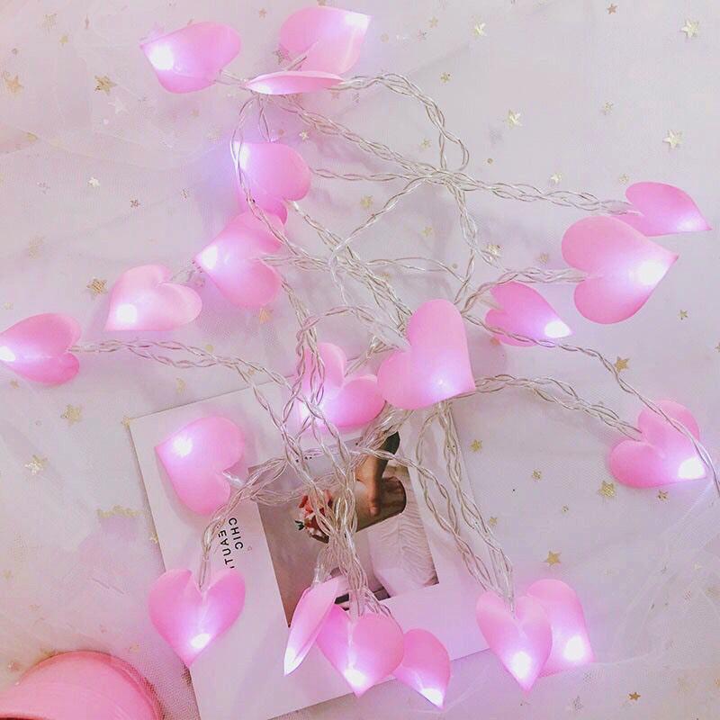 LED Peach Heart String Lights - Fabric Heart Decor for Girlish Rooms and Popular Curtain Lighting Styles