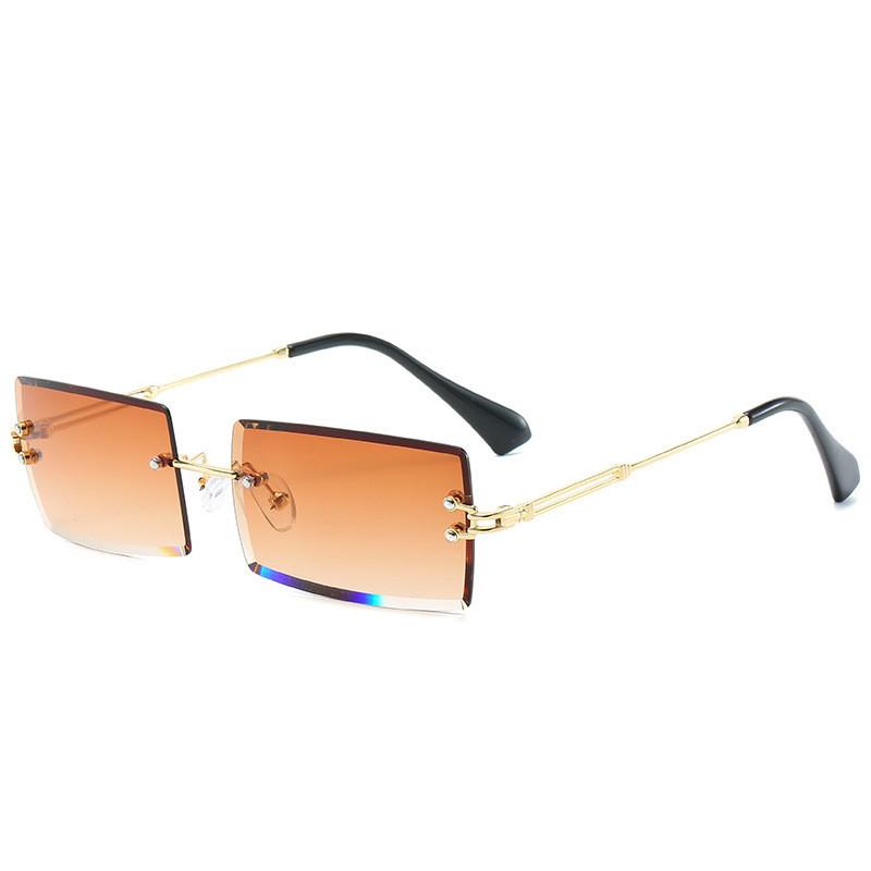 2020 Trendy Rimless UV400 Square Sunglasses Rectangle Sun Glasses Shades Fashion Sunglasses