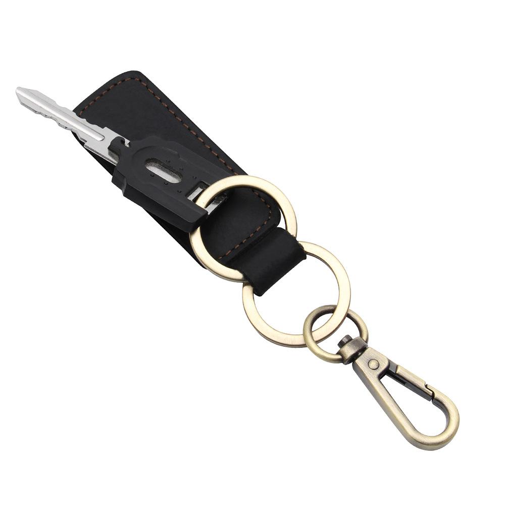 Vintage Handmade Leather Keychain, Crazy Horse Leather Key Ring for Men, Creative Gift Car Key Holder Craft Accessory
