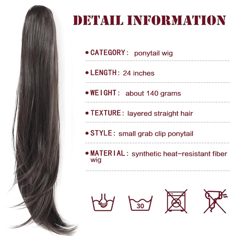 WTB Synthetic Wig Women Straight Ponytail Hair Extension Wig Small Clip-in Style Medium Length Straight Ponytail