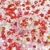 50pcs Mixed Strawberry & Flower Nail Charms - Sweet Resin Flatback Decorations for DIY Manicure, Vibrant Red, Pink