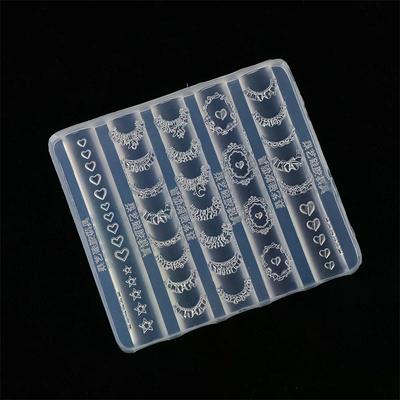 3D Spitzenbesatz Nailart Silikonform Französischer Rock Stern Herz Muster Schablonen Vorlagen DIY Schnitzwerkzeuge Maniküre Zubehör