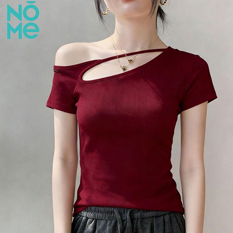 NOMe Ribbed Asymmetric Off-Shoulder T-shirt XL