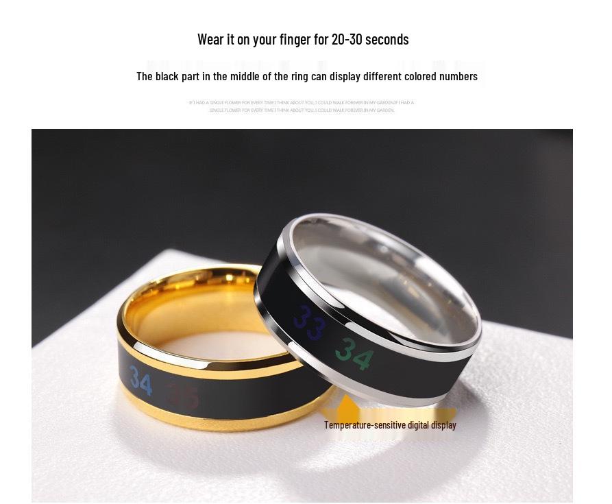 Stainless Steel Smart Temperature-Sensitive Couple Ring with Temperature Display