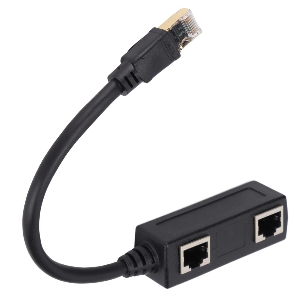 Ethernet Splitter Practical Stable Reliable Durable Black CAT8 Network Cable Adapter for Home Office