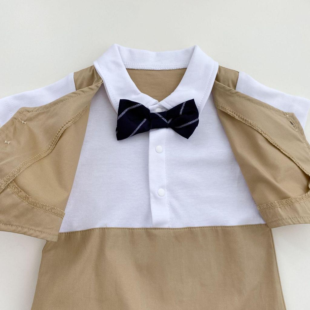 Body Estivo Unisex da Piccolo Gentiluomo per Bambino: Tuta con Cappuccio Stile Coreano con Cravatta a Fiocco, Puro Cotone Classe A