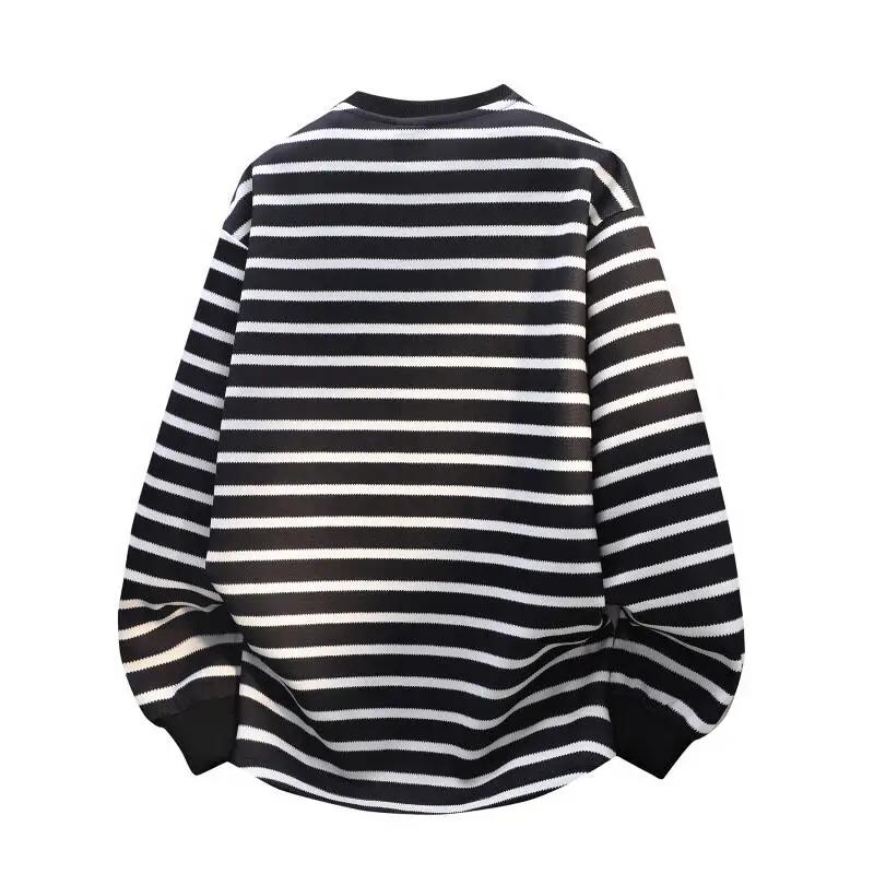 2026 Mens Striped O-Neck T-Shirt Men Long Sleeve Base Shirt Man Sweatshirt Male Casual Tshirts Male Unisex Vintage Top Pullover