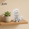 Pomeranian Collectible Figure 3D Printed Cute Dog Figurine, White Twisting Head Puppy Statue, Small Desktop Ornament for Home Office Desk Decor,