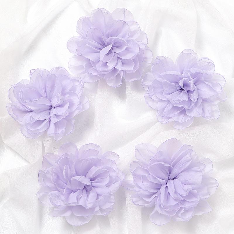 3/5Pcs 10cm Handmade Big Chiffon Fabric Artificial Flowers Head for Headwear Wedding Dress Hats Home Decoration DIY Accessories