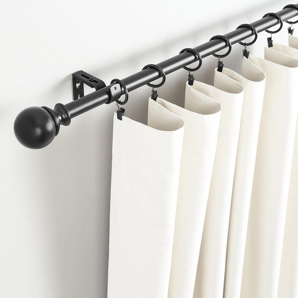 Black Metal Roman Curtain Rod Support With Adjustable Design For Living Room Windows