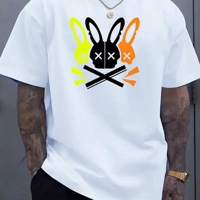 Pánská 100% bavlna Letní Volný střih Velký Králičí Lebka Grafický Potisk Slim Fit Neformální Sportovní Kulatý Výstřih Krátký Rukáv Trička