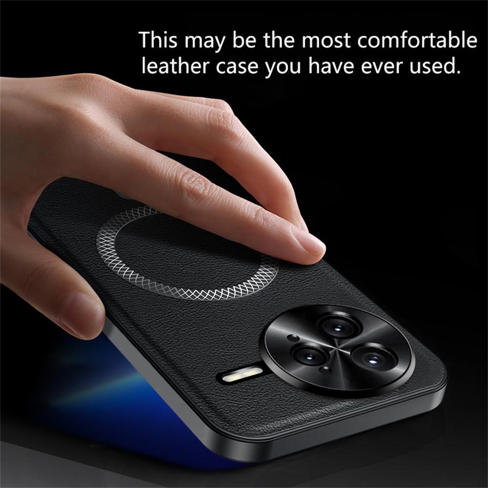 For Xiaomi Redmi K80 5G Case Compatible with MagSafe PU TPU PC Phone Back Cover with Metal Lens Frame