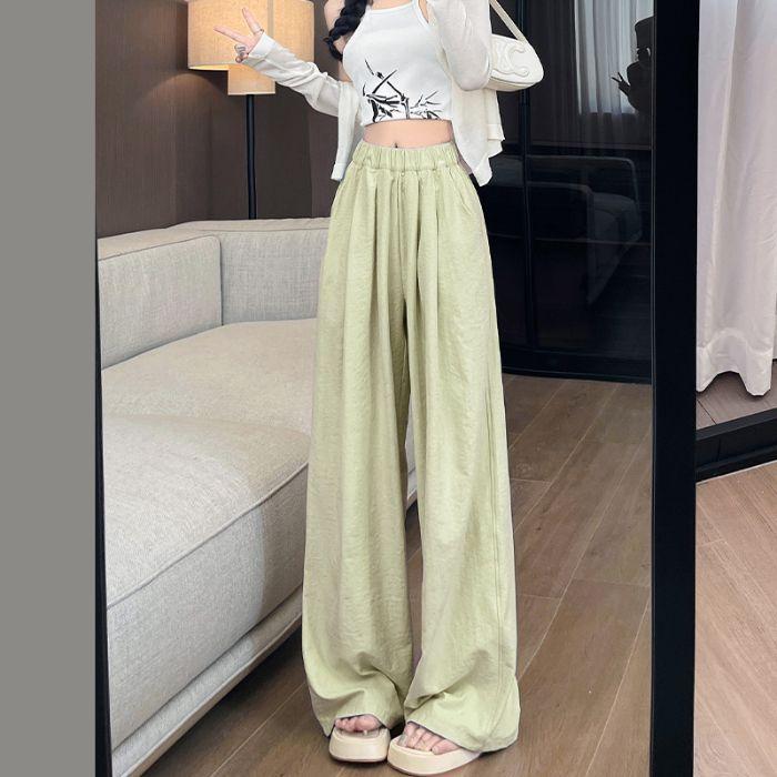 Spring and Autumn New Lazy Wind Draping Leisure Texture Sense of Thin Wide-legged Trousers Milk Fu Yamamoto Trousers Female Thin Section