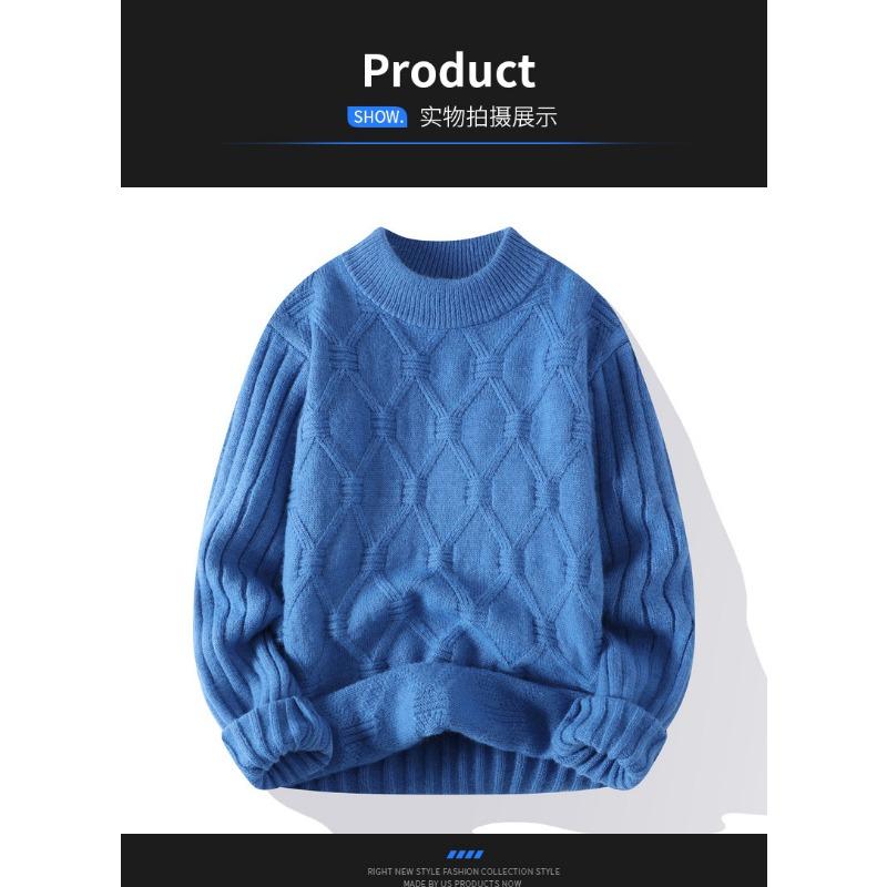 Men S Casual Solid Crew Neck Long Sleeve Pullover Knit Sweater
