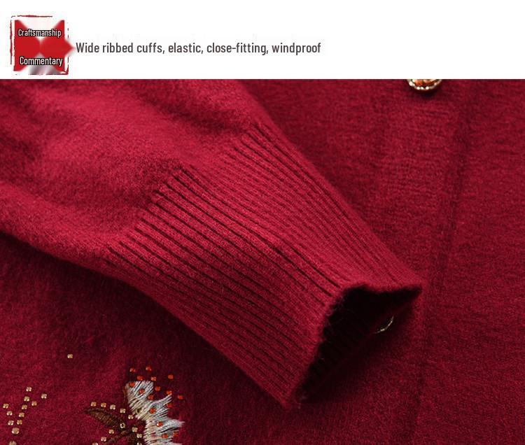 Ελαφριά Ζακέτα Κεντημένη της Γιαγιάς για Άνοιξη & Φθινόπωρο - Πλεκτό Παλτό Σουέτερ για Γυναίκες Μέσης Ηλικίας και Ηλικιωμένες