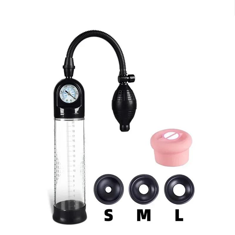 Penis Pump Sex Toys for Men Male Masturbator Penis Extender Vacuum Pump Penis Enlargement Enhancer Dick Trainer Massager Ring