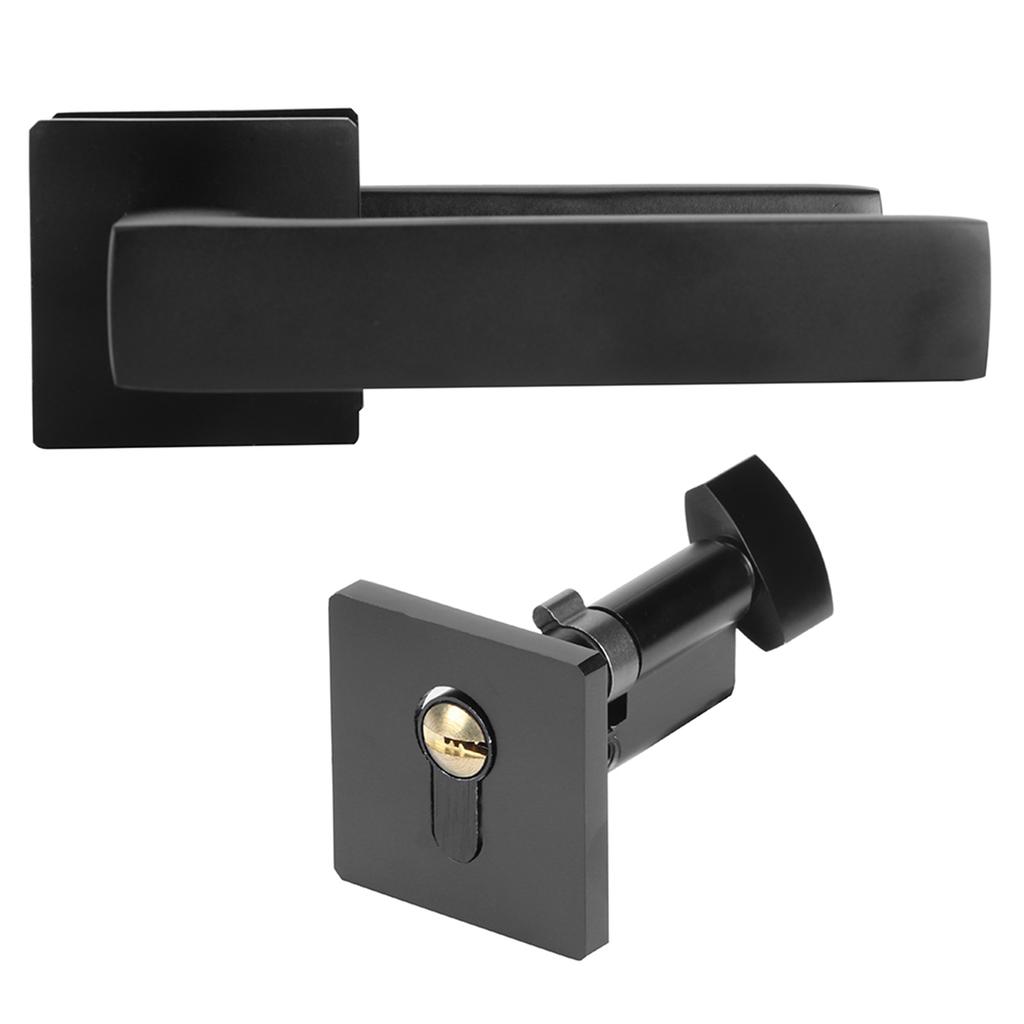 Adjustable Simple Black Lock Cylinder Handle Set KeyedLocking Door Knob Accessory