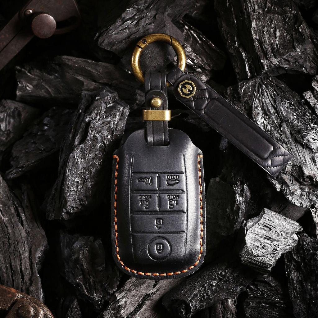 Handmade Retro Leather Key Cover for Kia Carnival MPV