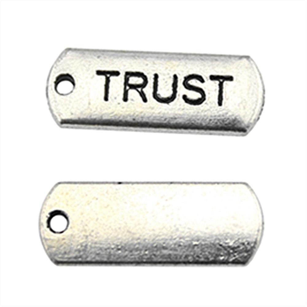 

10 шт. Trust Charms Charms Антикварный серебристый цвет цинкового сплава 21X8 мм