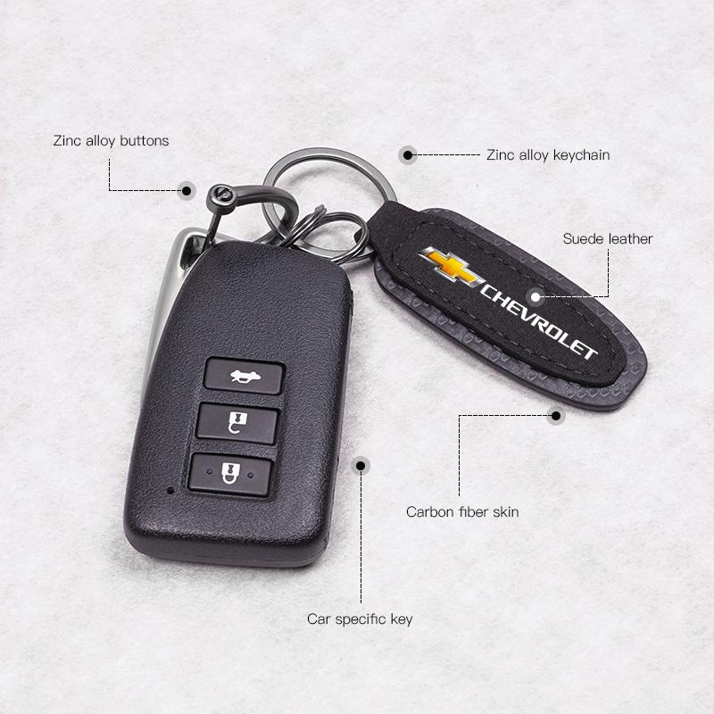 Mocka Bilstyling Nyckelring Kolfiber Nyckelring Tillbehör För Chevrolet Cruze Malibu Colorado Suburban Equinox Blazer Camaro
