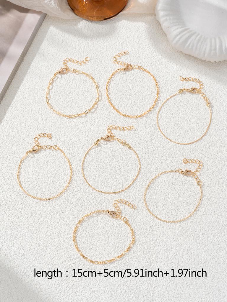 5PCS/7PCS Fashion Stainless Steel Love Bead Chain Bracelet Set Commuter Elegant Leisure Accessories Neutral Stackable