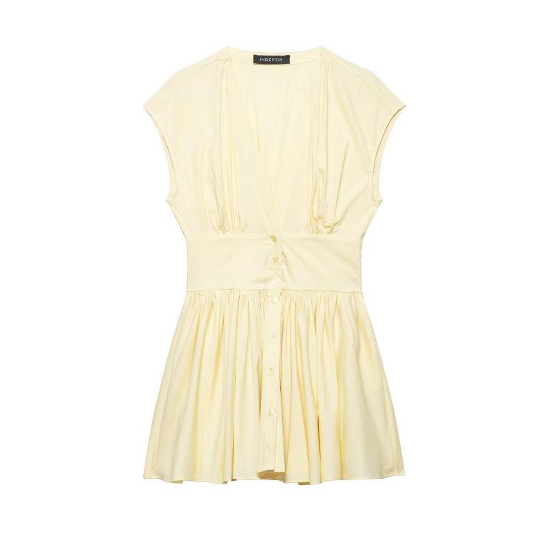 2026 Spring/Summer French V-neck Waist-cinching Elegant Dress Large