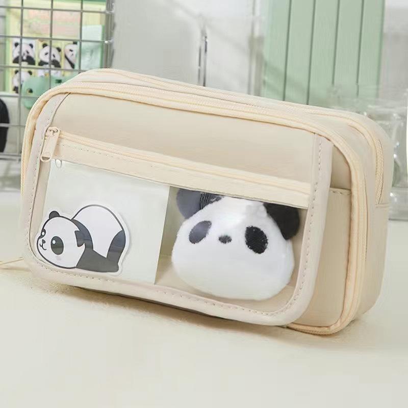 

1 шт. Пенал большой вместимости с откидной крышкой, мультяшный, многофункциональный, прозрачный, студенческий, для канцелярских принадлежностей (Без украшений) белый