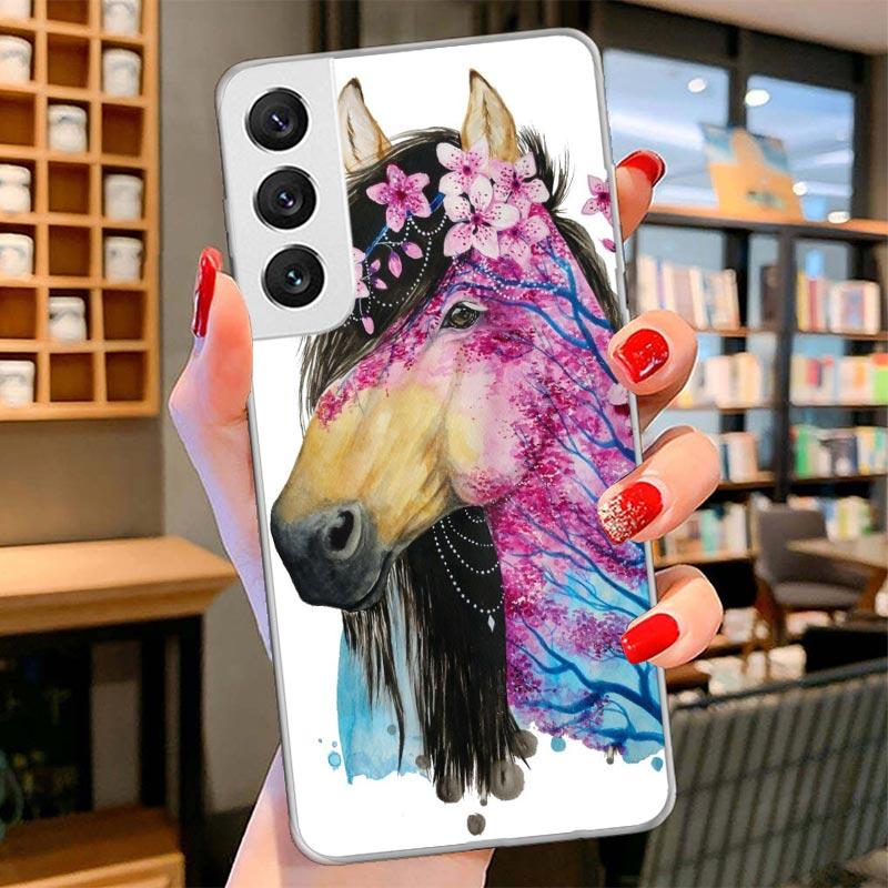 Animal Oil Painting Horse Cover Phone Case For Samsung Galaxy S26 S25 Edge S24 Ultra S23 S22 Plus S21 S20 FE Soft Fundas Shell G