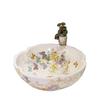 Bathroom Sink Home Bathroom Fixture Garden Petal-shaped Washbasin Above-ground Flower&butterfly Pattern Basin Art Sinks